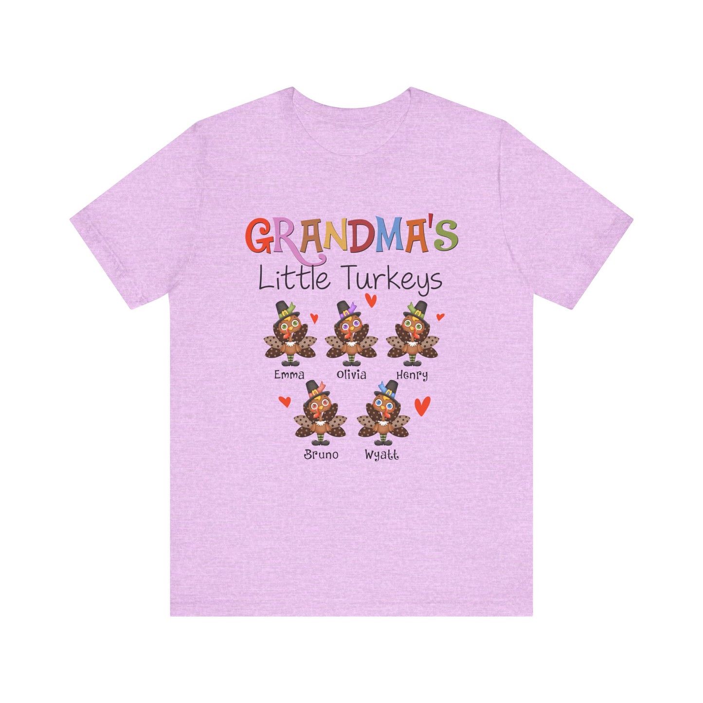 Grandma's Little Turkeys Custom Tee - Family Thanksgiving Shirt, Cute Holiday Apparel, Personalized Gift for Mom & Grandma