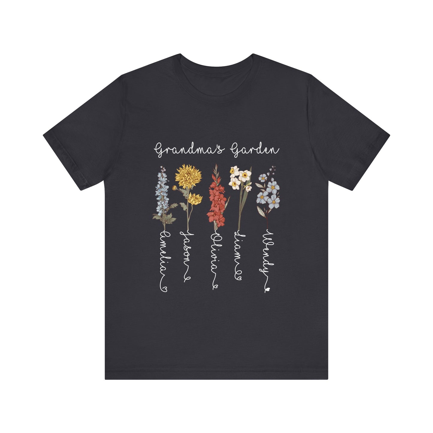 Grandma's Garden Floral Personalized Name Tee, Customized Gift for Mom & Grandma, Mother's Day Gift