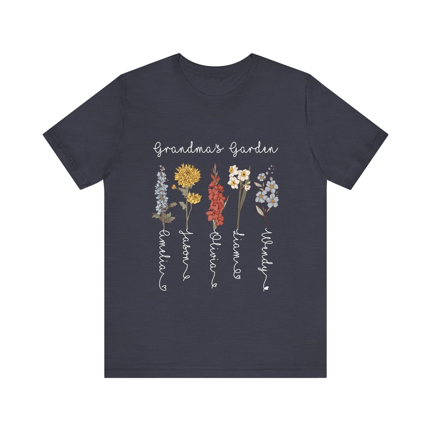 Grandma's Garden Floral Personalized Name Tee, Customized Gift for Mom & Grandma, Mother's Day Gift