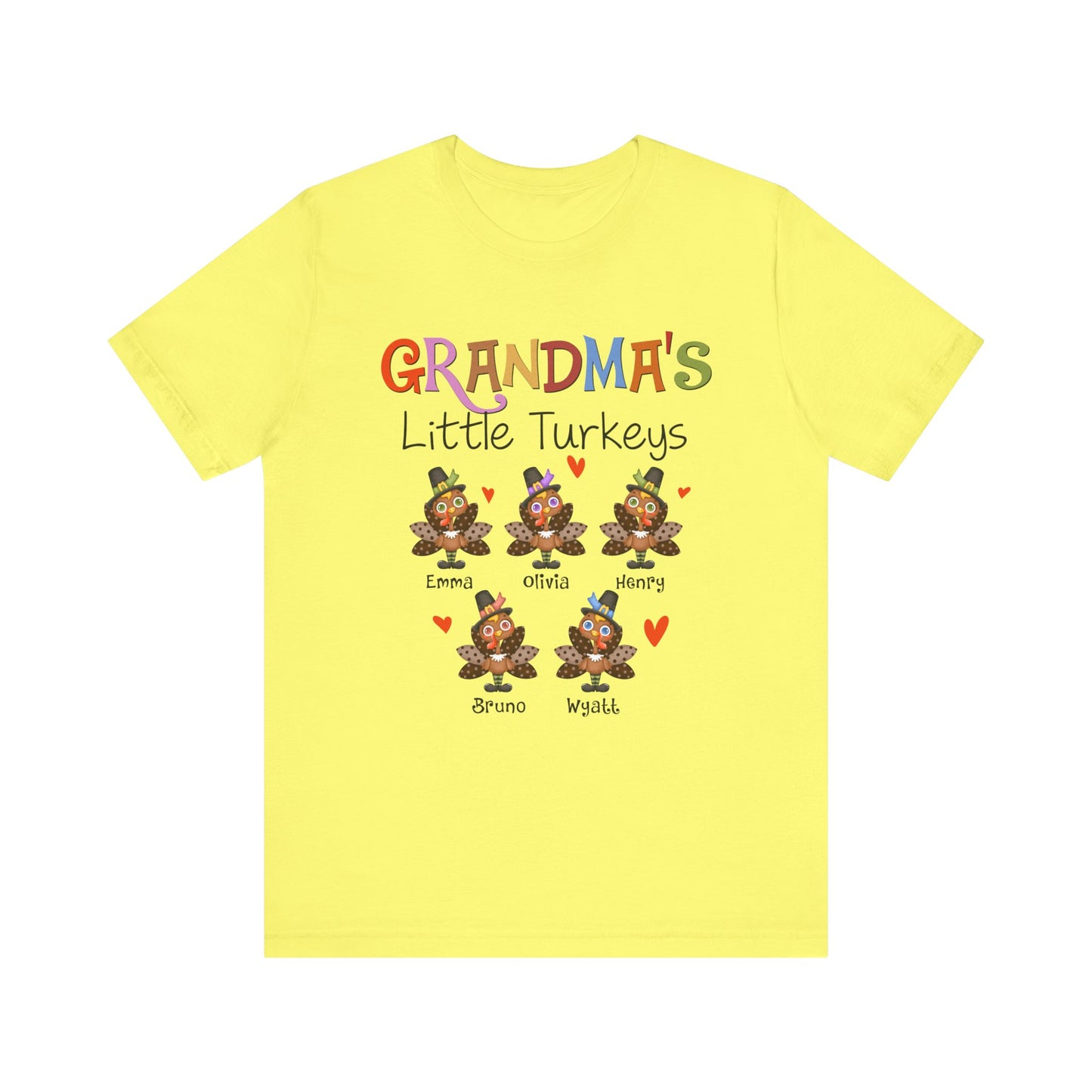 Grandma's Little Turkeys Custom Tee - Family Thanksgiving Shirt, Cute Holiday Apparel, Personalized Gift for Mom & Grandma