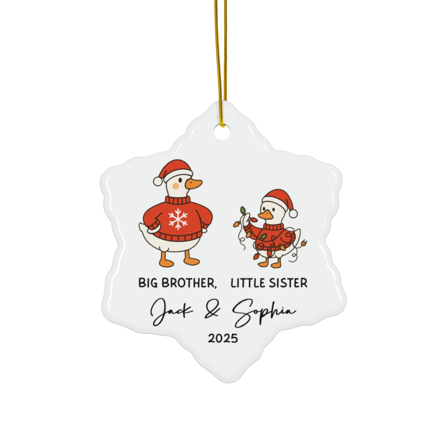 Personalized Family Holiday Ornament, Christmas Decoration, Gift for Kids, Big Brother Little Sister, Custom Keepsake