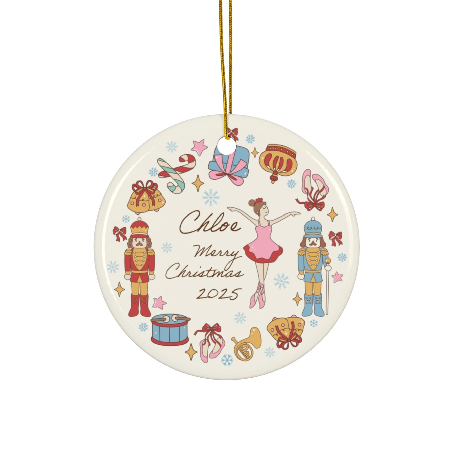 Ballerina Personalized Christmas Ceramic Ornament, Star Shape Holiday Decor, Custom Name Ornaments, Unique Holiday Gift, Nutcracker Ornament