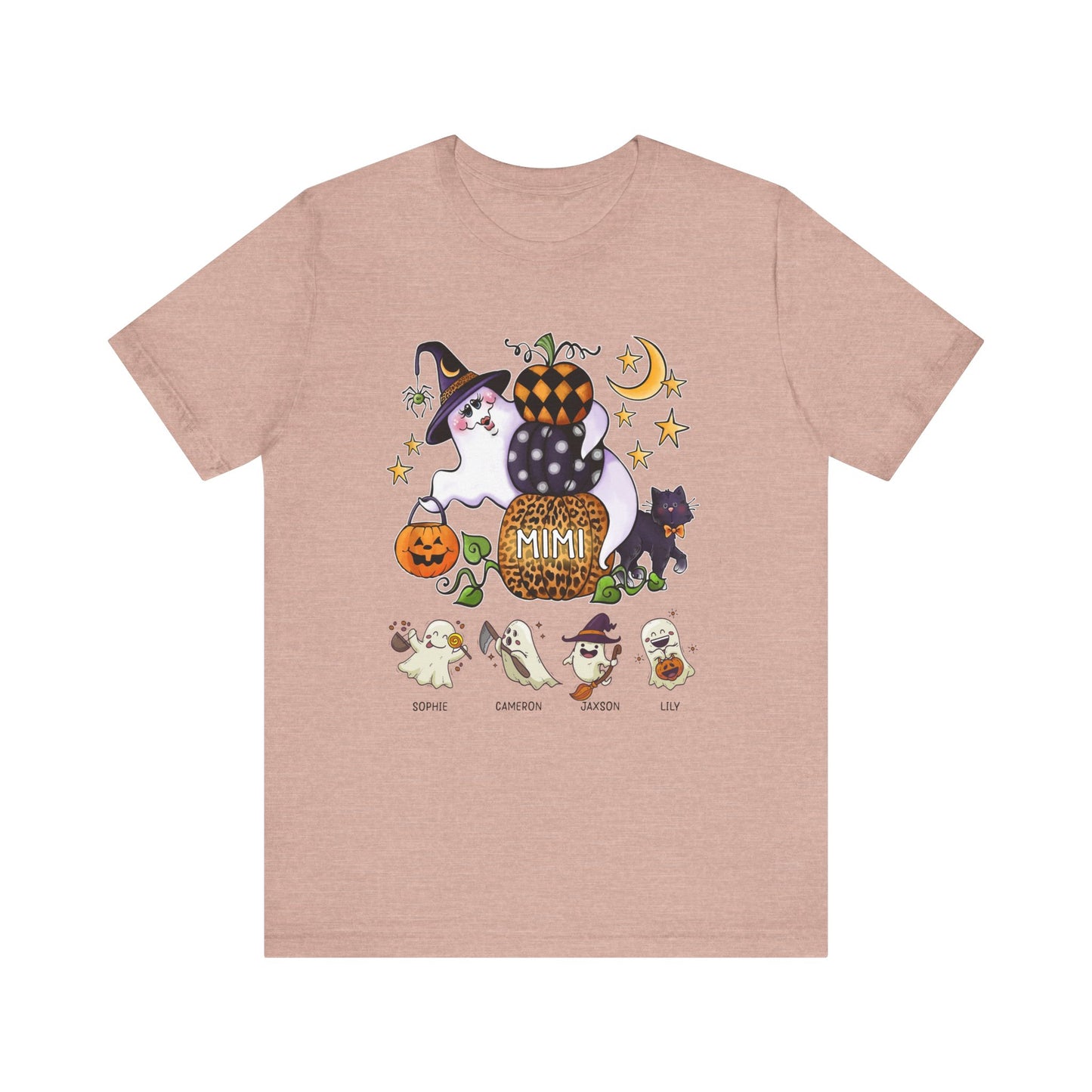 Mimi Boo Halloween Theme Custom Kid's Name Tee, Spooky Ghosts Shirt, Personalised Grandma Shirt