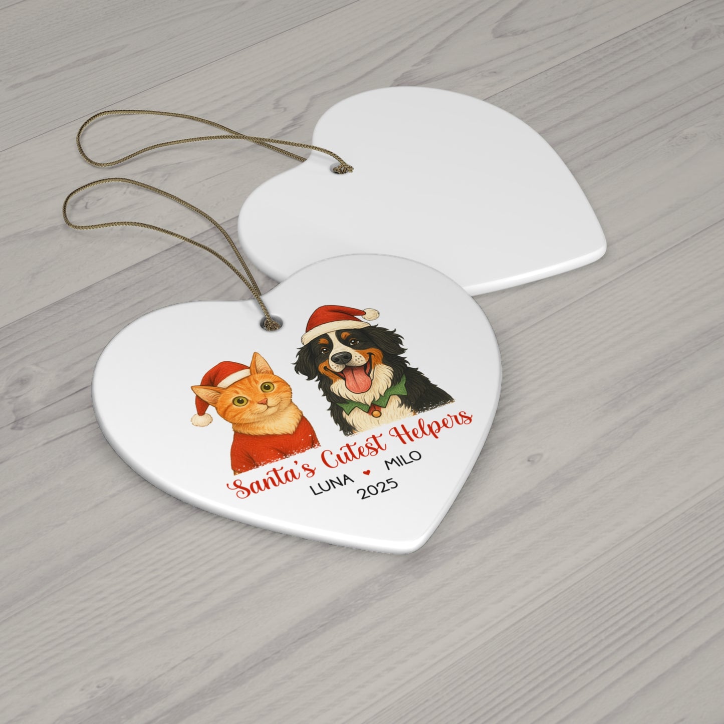 Santa’s Cutest Helpers Personalized Photo & Names Christmas Ornament, Custom Pet Decoration for Holiday Tree, Unique Gift for Pet Lovers