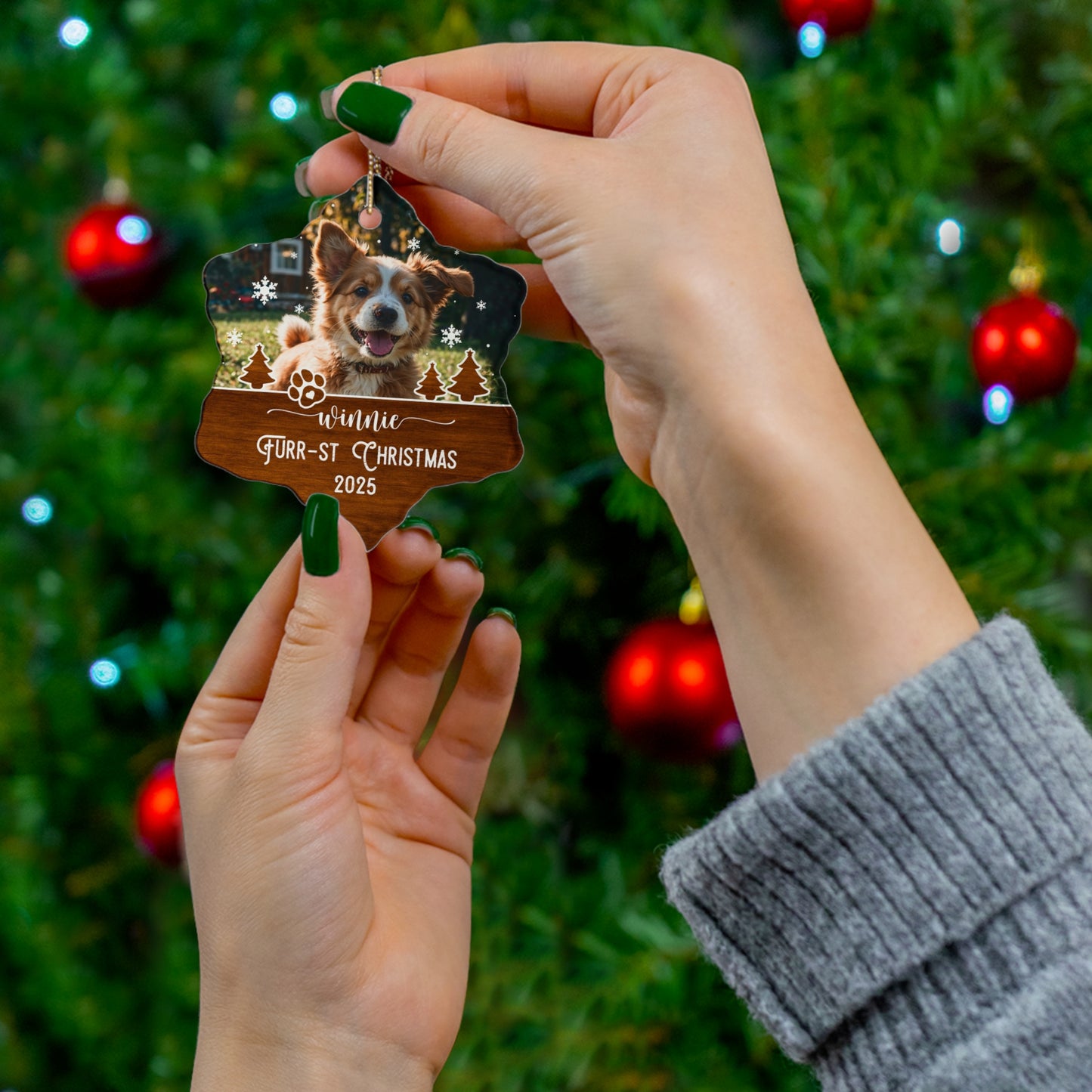First Christmas | Personalized Pet Christmas Ornament | Custom Ceramic Star Decoration | Holiday Keepsake, Cat & Dog Memorial, Seasonal Decor, Pet Lover Gift