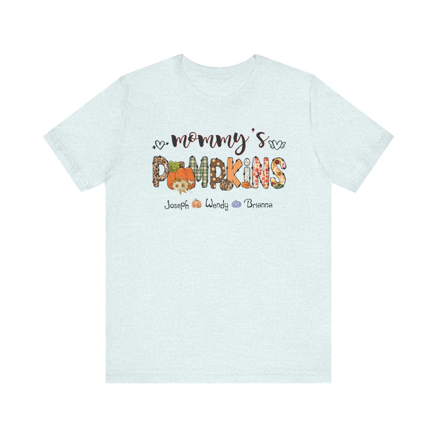 Mommy's Pumpkins Customized Kid's Name T-shirt | Fall Family Shirt, Thanksgiving Outfit, Gift for Mom & Grandma