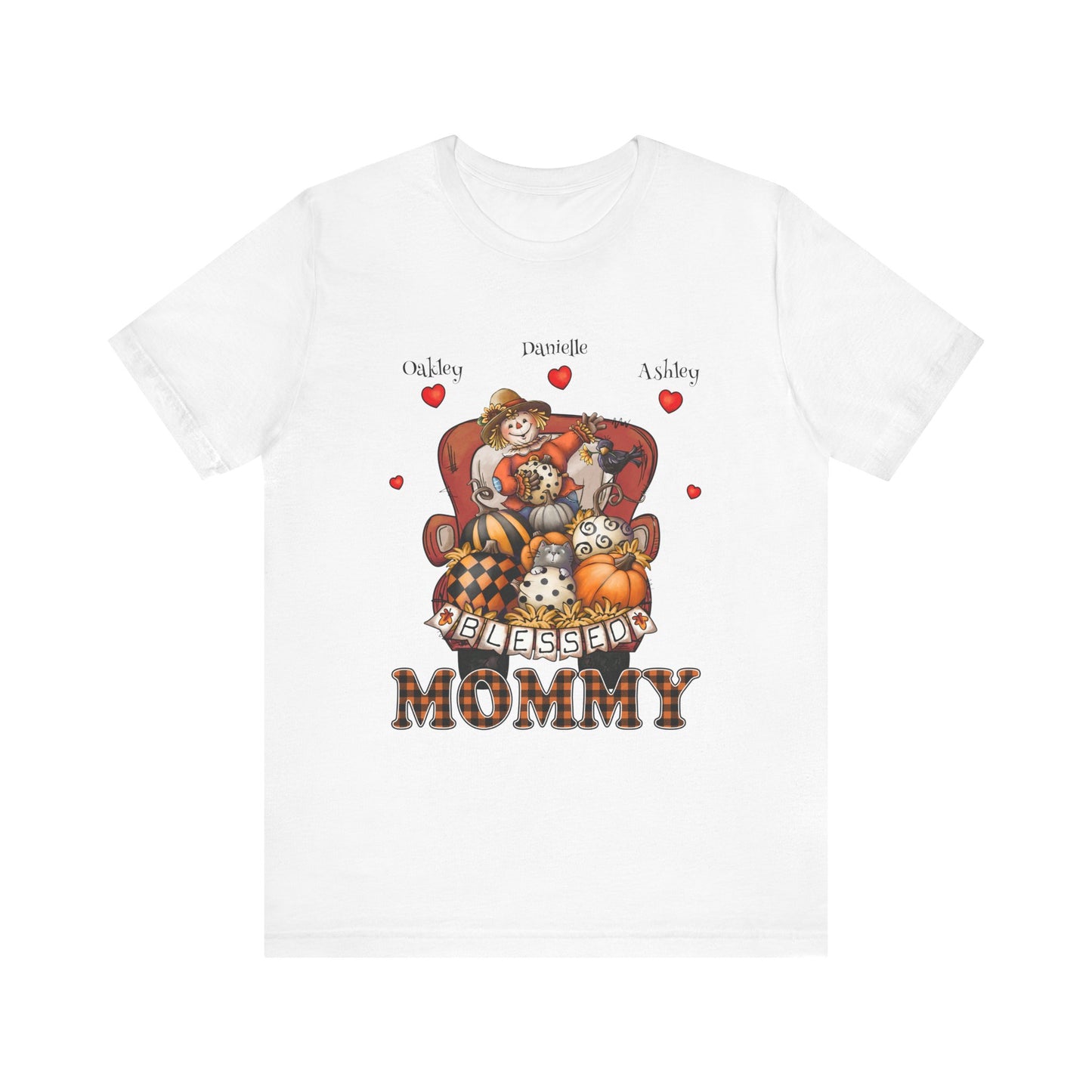 Blessed Mommy & Grandma Customized Kid's Names T-Shirt, Cozy Family Tee, Perfect Gift for Moms, Fall Apparel, Cute Family Outfit, Seasonal Fashion