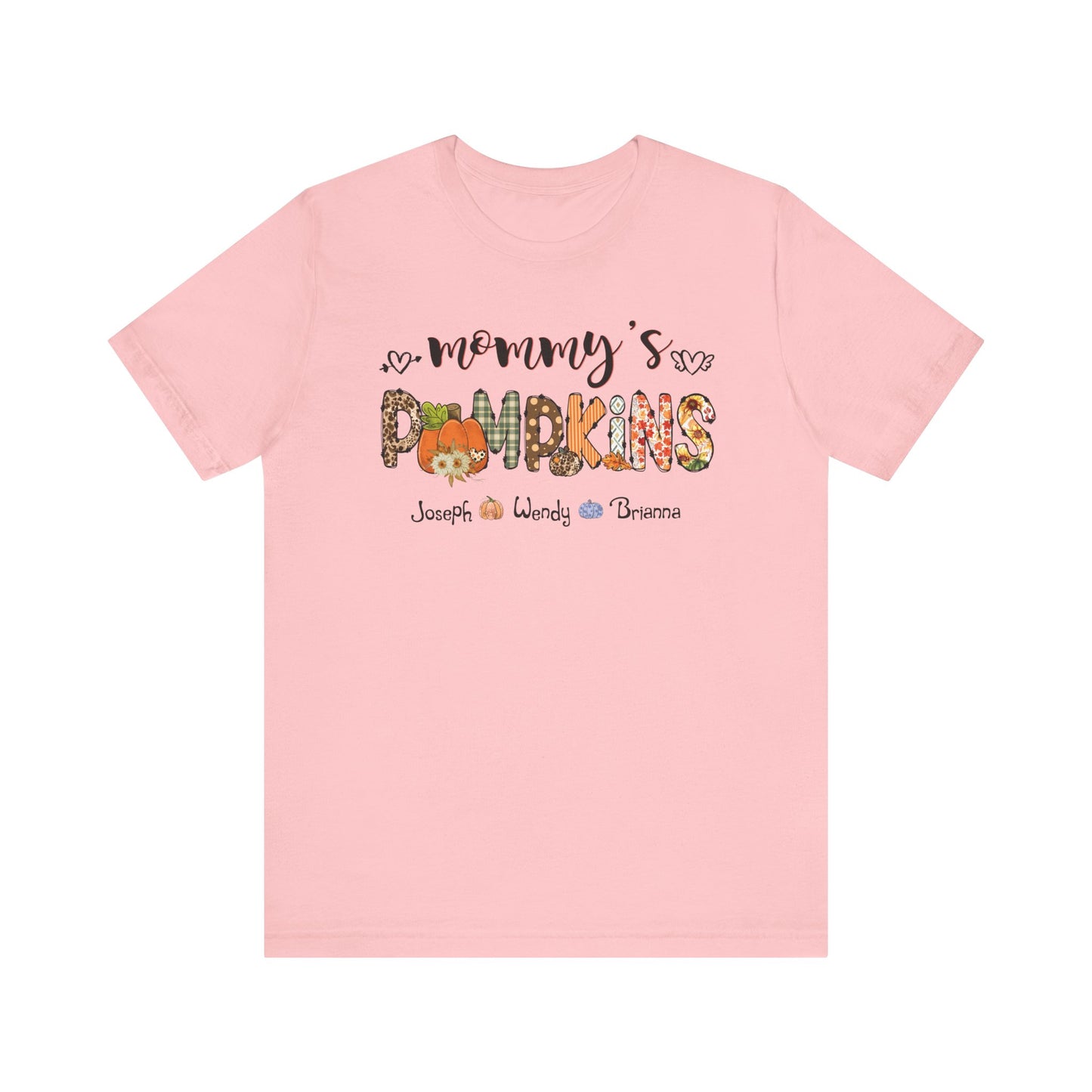 Mommy's Pumpkins Customized Kid's Name T-shirt | Fall Family Shirt, Thanksgiving Outfit, Gift for Mom & Grandma
