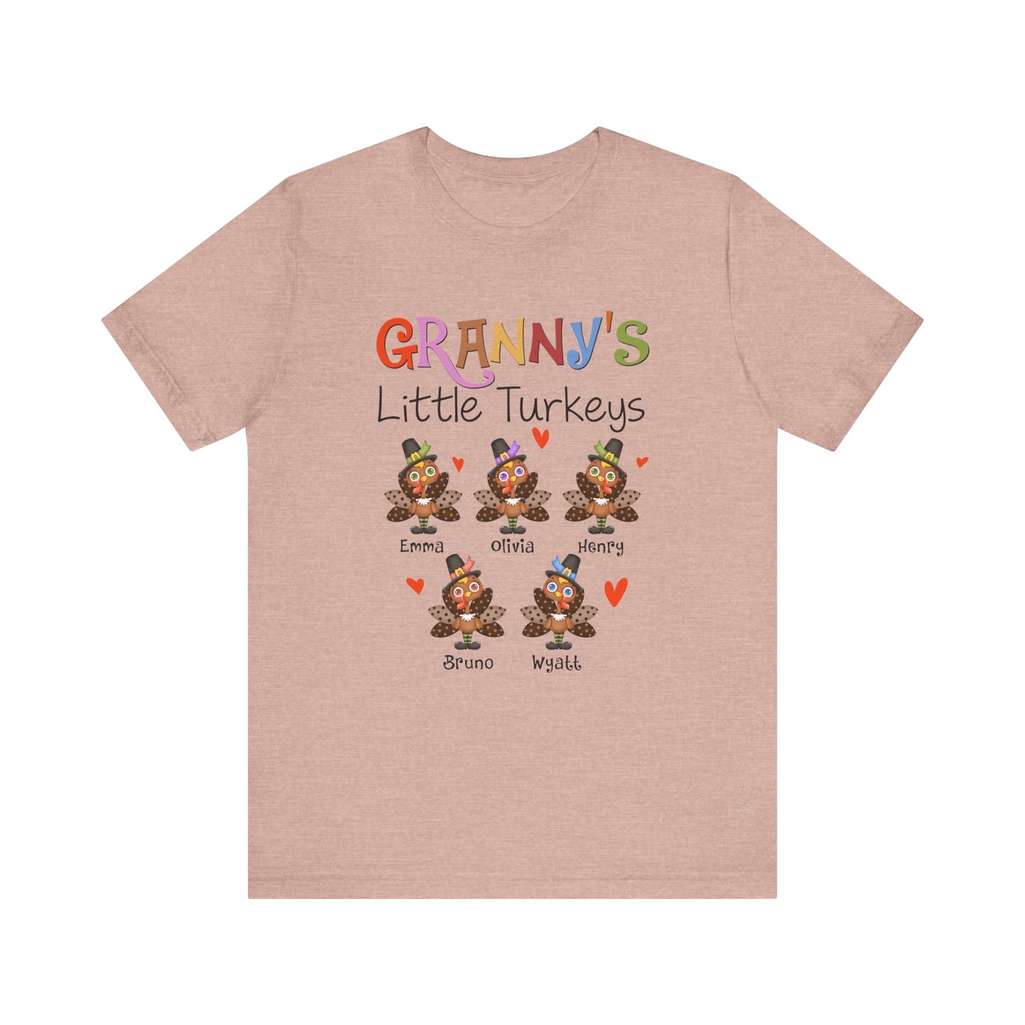 Grandma's Little Turkeys Custom Tee - Family Thanksgiving Shirt, Cute Holiday Apparel, Personalized Gift for Mom & Grandma