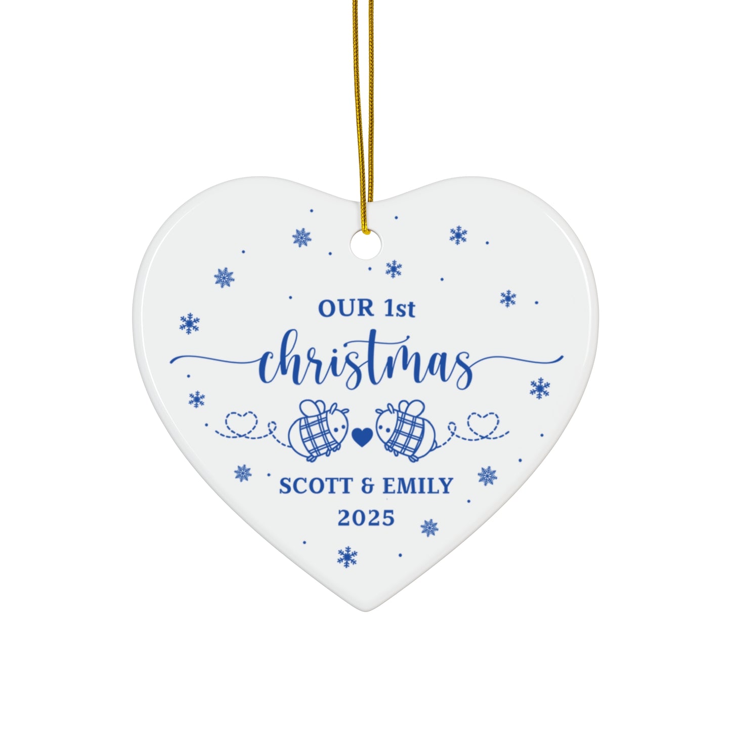 Personalized Ceramic Ornament - Our 1st Christmas for Couple, Custom Holiday Decorations, Christmas Gifts for Couple, Family Keepsakes, Unique Christmas Gifts