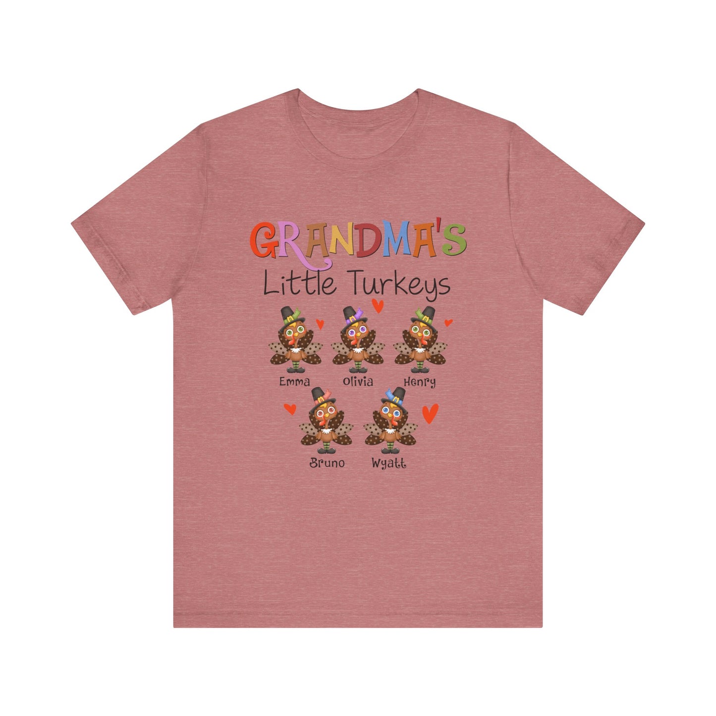 Grandma's Little Turkeys Custom Tee - Family Thanksgiving Shirt, Cute Holiday Apparel, Personalized Gift for Mom & Grandma