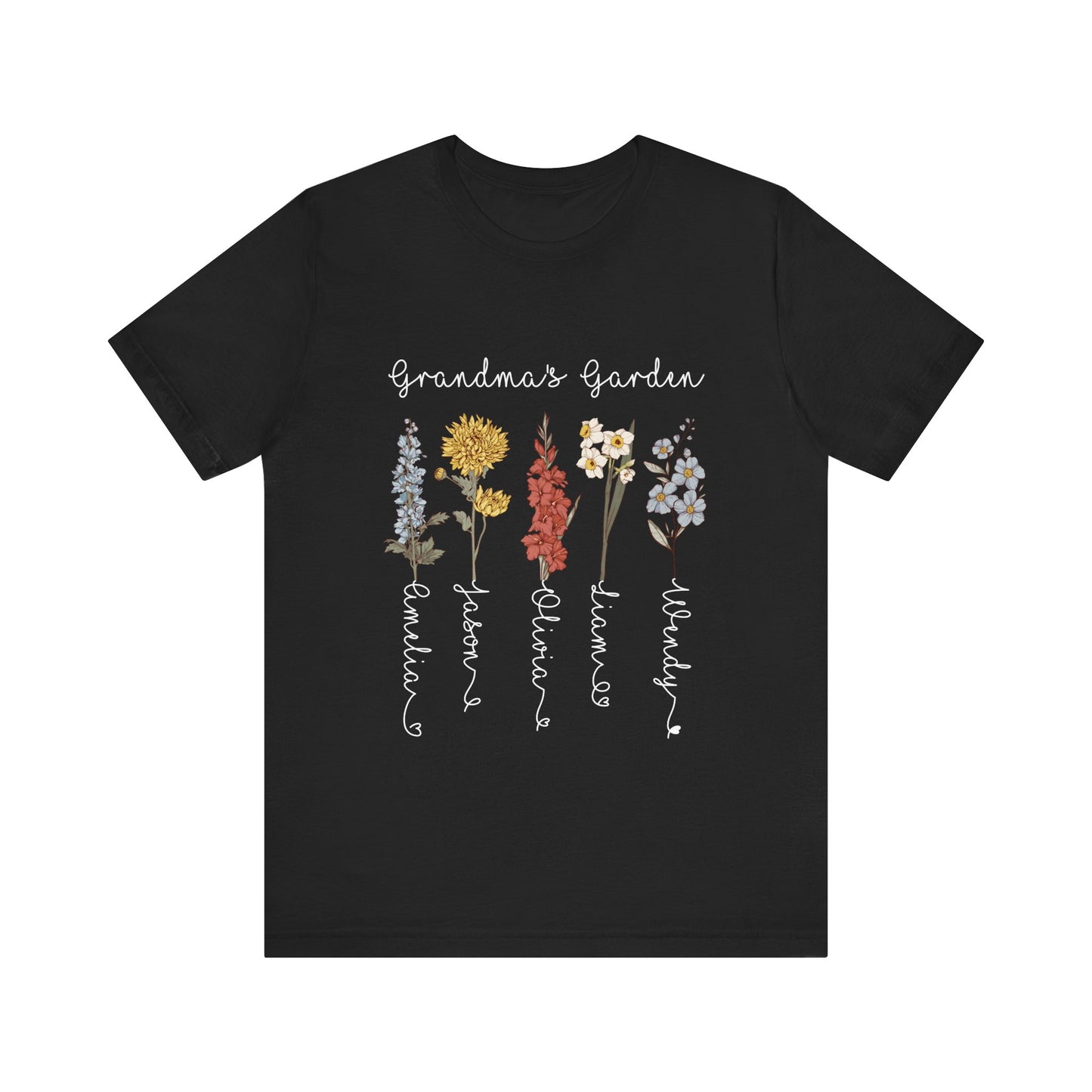Grandma's Garden Floral Personalized Name Tee, Customized Gift for Mom & Grandma, Mother's Day Gift