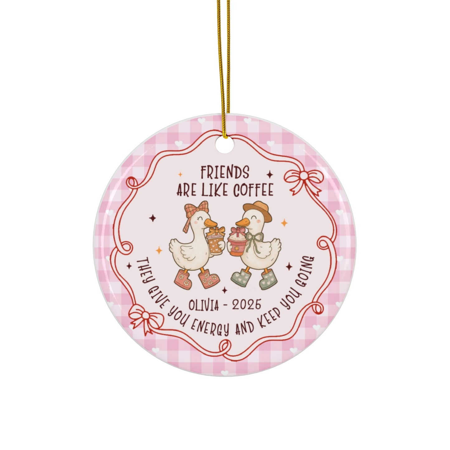 Personalized Friendship Ceramic Ornament, Goose Best Friend, Special Keepsake for Best Friends, Gift for Bestie
