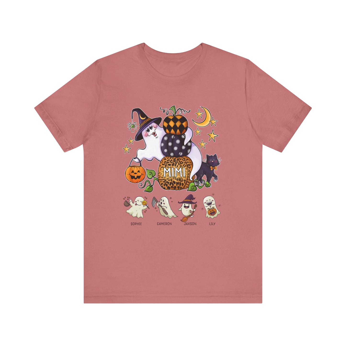 Mimi Boo Halloween Theme Custom Kid's Name Tee, Spooky Ghosts Shirt, Personalised Grandma Shirt