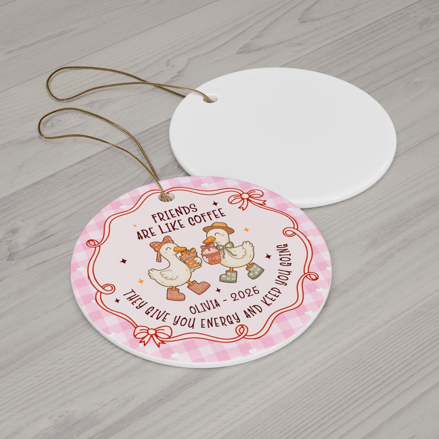 Personalized Friendship Ceramic Ornament, Goose Best Friend, Special Keepsake for Best Friends, Gift for Bestie