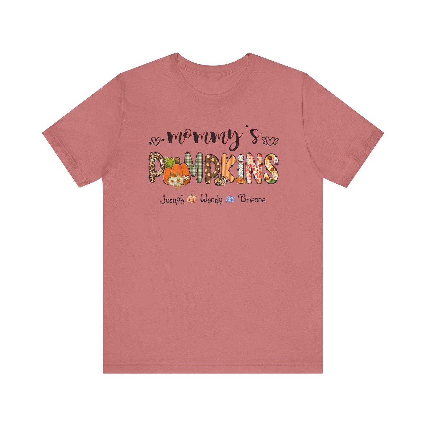 Mommy's Pumpkins Customized Kid's Name T-shirt | Fall Family Shirt, Thanksgiving Outfit, Gift for Mom & Grandma