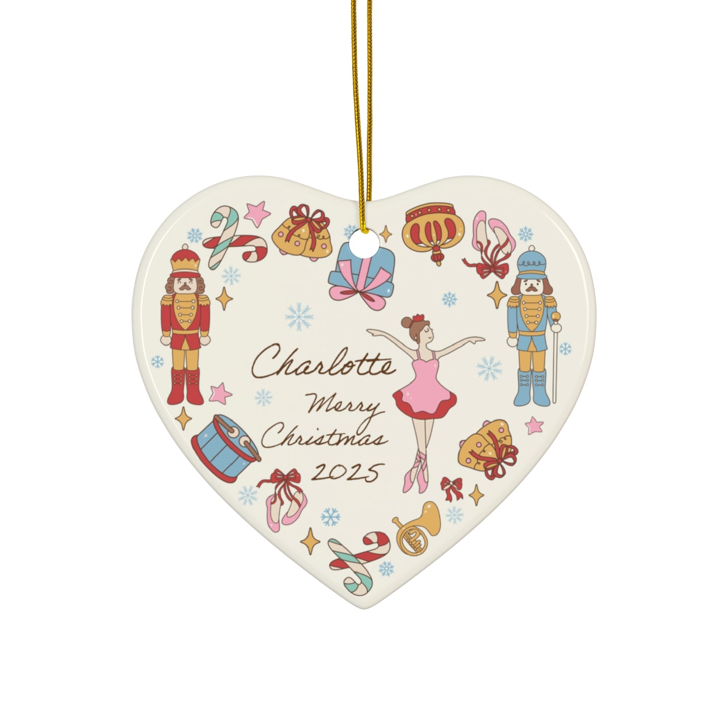 Ballerina Personalized Christmas Ceramic Ornament, Star Shape Holiday Decor, Custom Name Ornaments, Unique Holiday Gift, Nutcracker Ornament