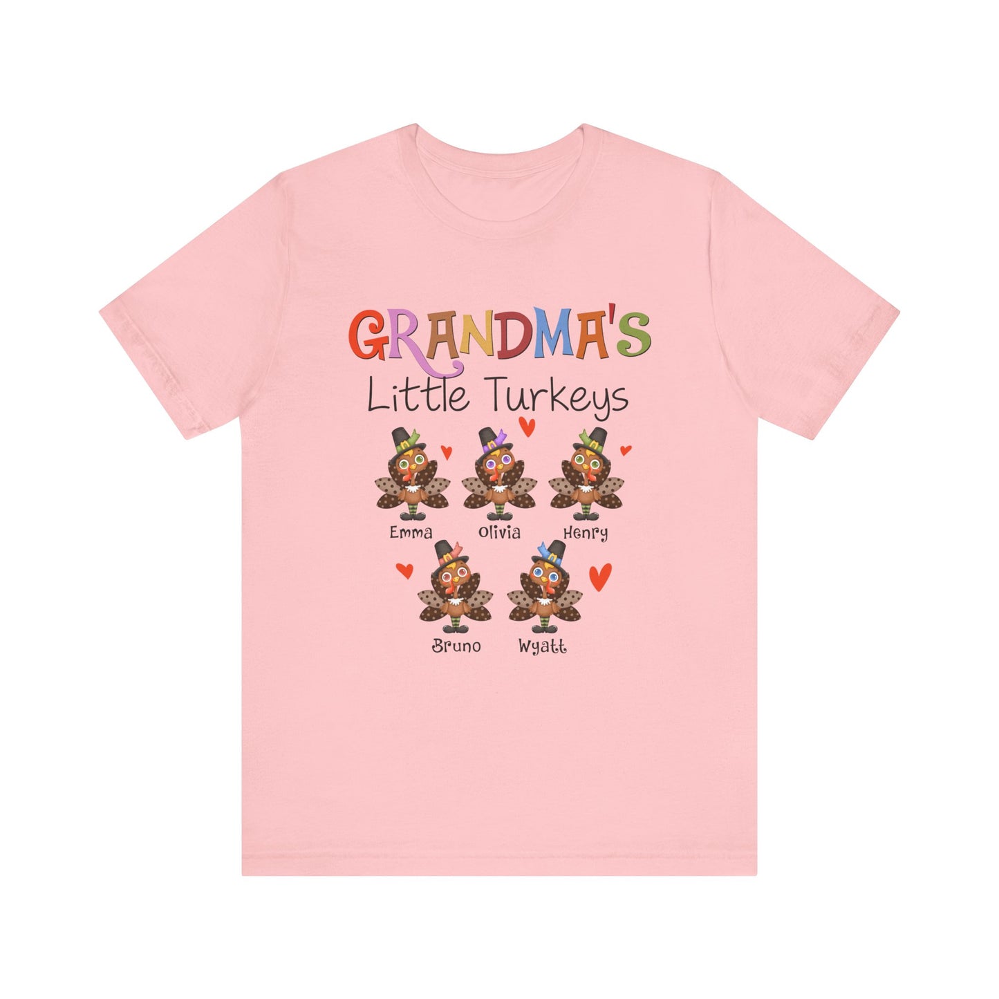 Grandma's Little Turkeys Custom Tee - Family Thanksgiving Shirt, Cute Holiday Apparel, Personalized Gift for Mom & Grandma