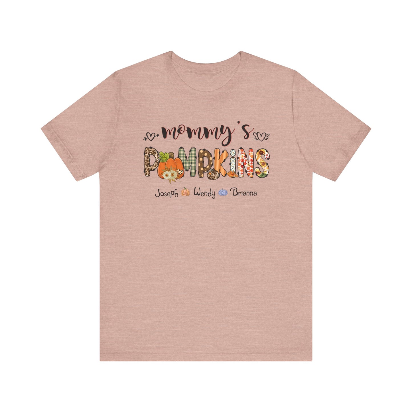Mommy's Pumpkins Customized Kid's Name T-shirt | Fall Family Shirt, Thanksgiving Outfit, Gift for Mom & Grandma