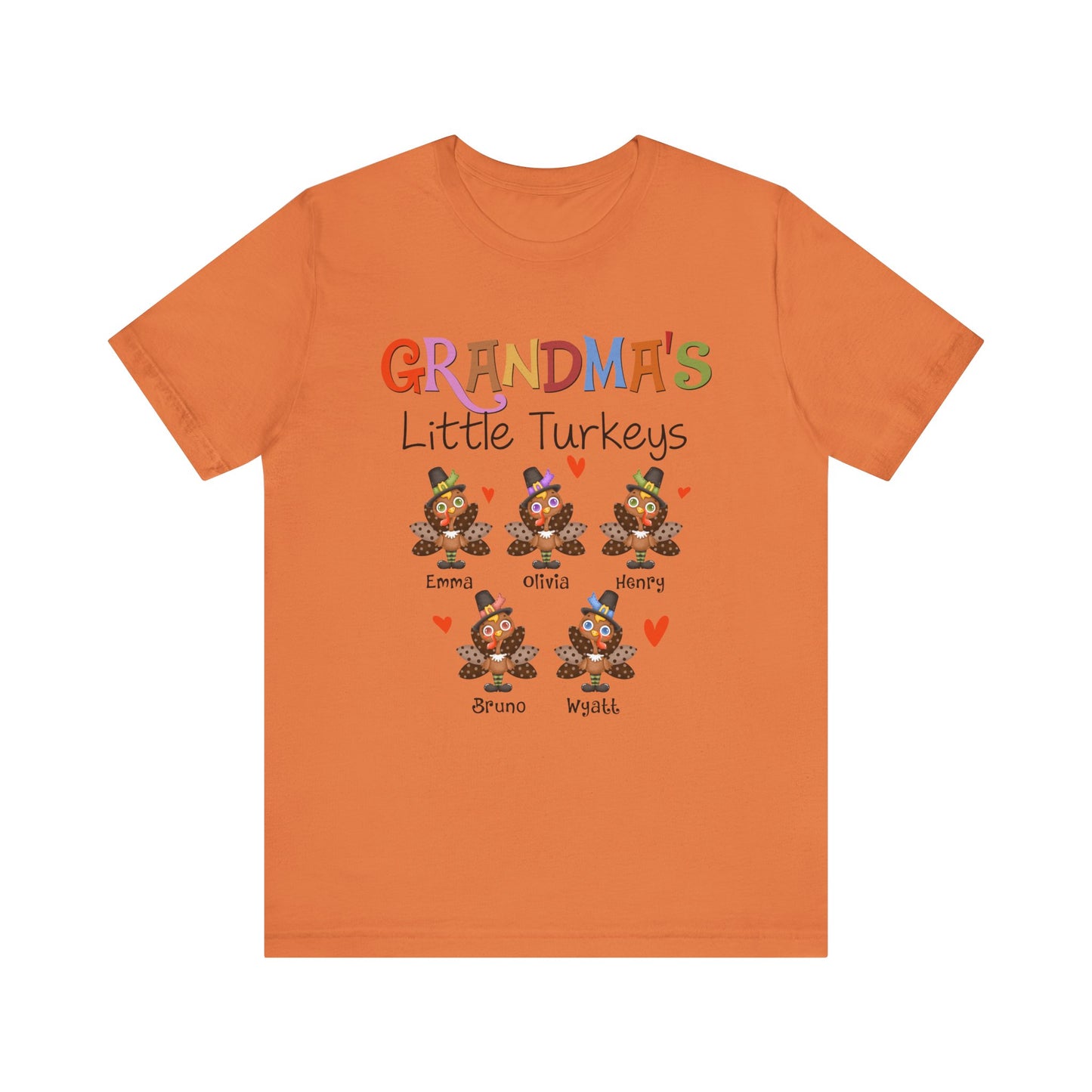 Grandma's Little Turkeys Custom Tee - Family Thanksgiving Shirt, Cute Holiday Apparel, Personalized Gift for Mom & Grandma