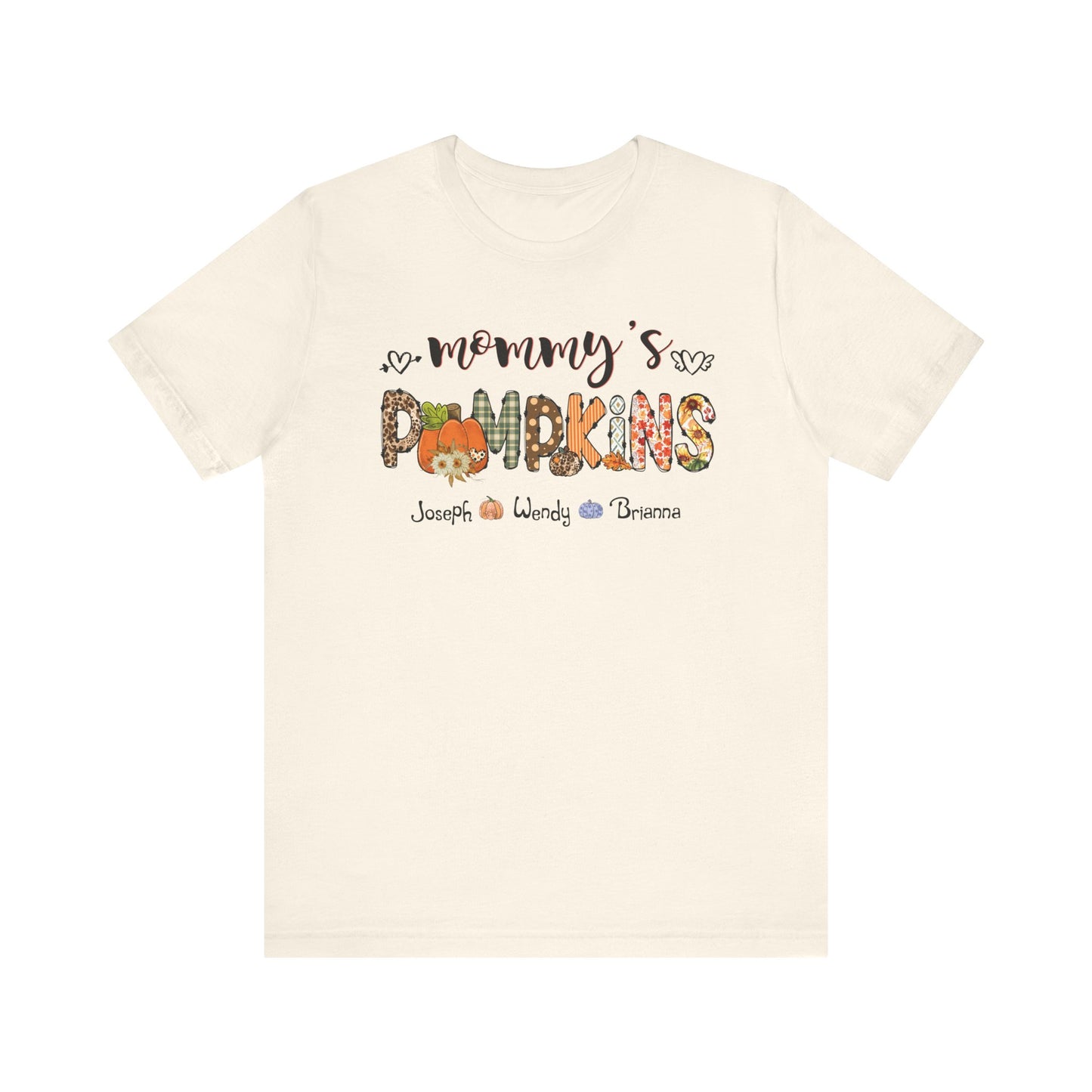 Mommy's Pumpkins Customized Kid's Name T-shirt | Fall Family Shirt, Thanksgiving Outfit, Gift for Mom & Grandma