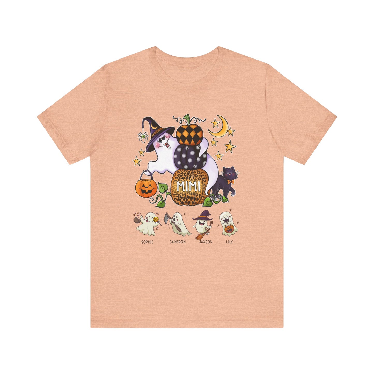Mimi Boo Halloween Theme Custom Kid's Name Tee, Spooky Ghosts Shirt, Personalised Grandma Shirt