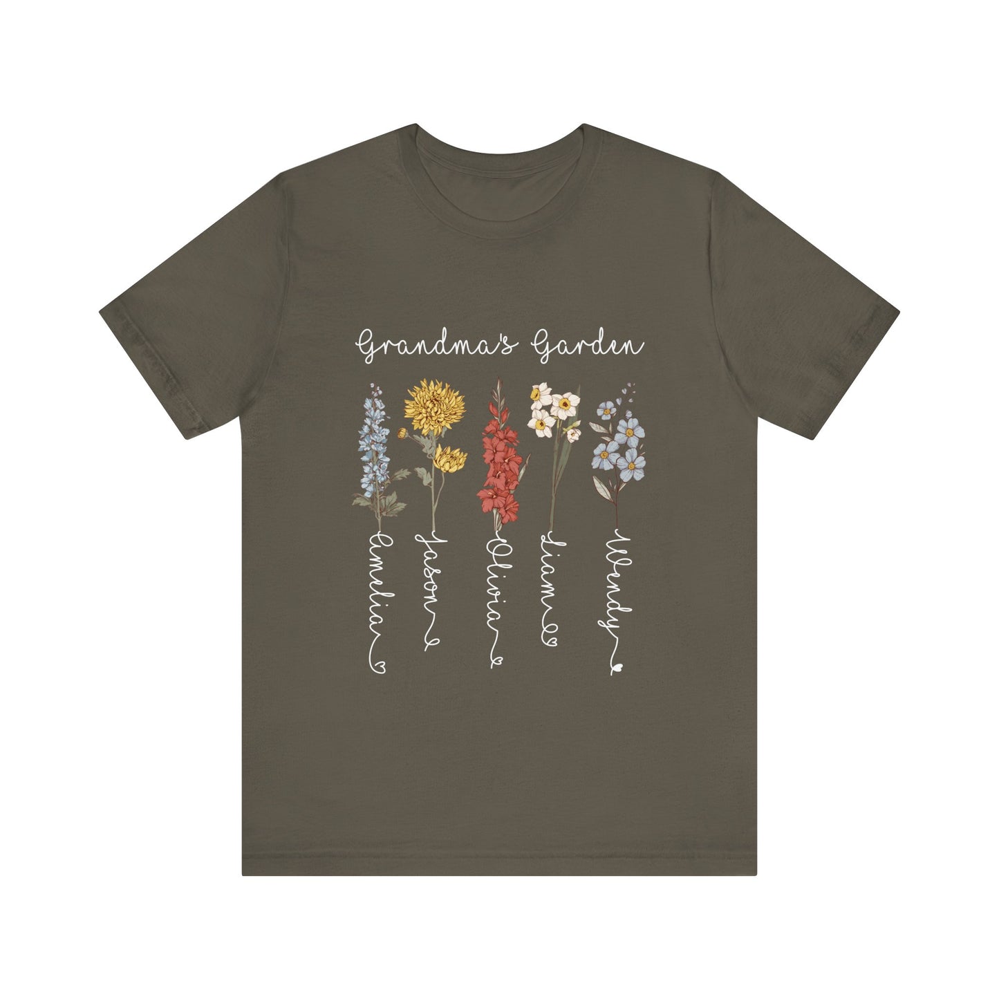 Grandma's Garden Floral Personalized Name Tee, Customized Gift for Mom & Grandma, Mother's Day Gift
