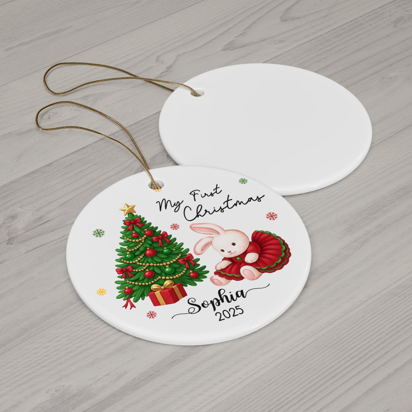 Personalized Baby's First Christmas Ornament, Custom Kid's Name Ceramic Ornament