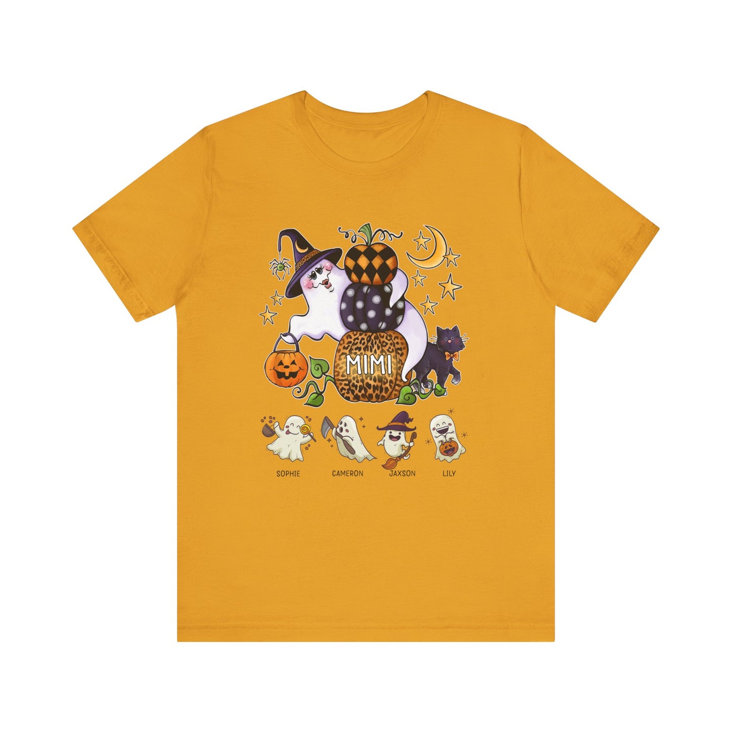 Mimi Boo Halloween Theme Custom Kid's Name Tee, Spooky Ghosts Shirt, Personalised Grandma Shirt