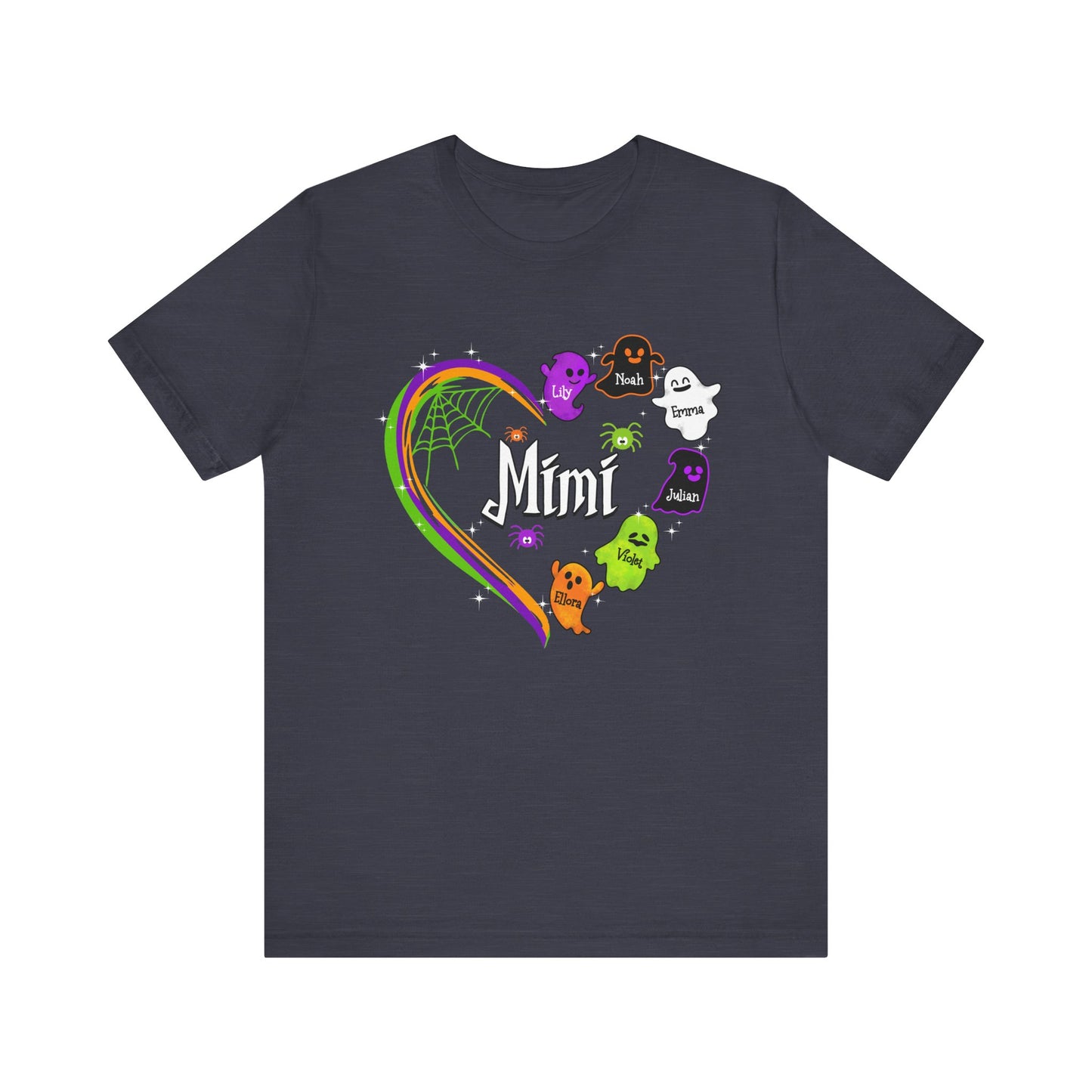 Halloween Custom T-shirt for Mom, Aunt, Grandma, Cute Ghost Personalised Kid's Name T-Shirt, Spooky Vibes, Perfect for Halloween Celebrations, Gift for Aunts, Casual Wear