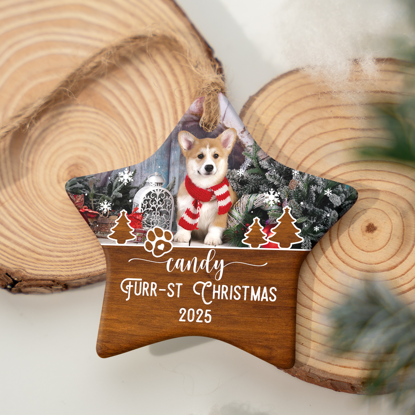First Christmas | Personalized Pet Christmas Ornament | Custom Ceramic Star Decoration | Holiday Keepsake, Cat & Dog Memorial, Seasonal Decor, Pet Lover Gift