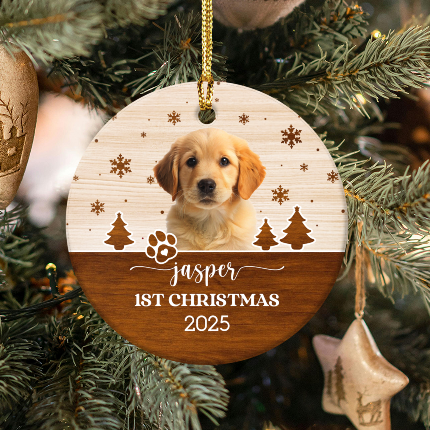 Personalized Pet Ceramic Ornament, Custom Christmas Decoration, Dog Lover Gift, Holiday Keepsake, 1st Christmas 2025, Christmas gift for Pet lover