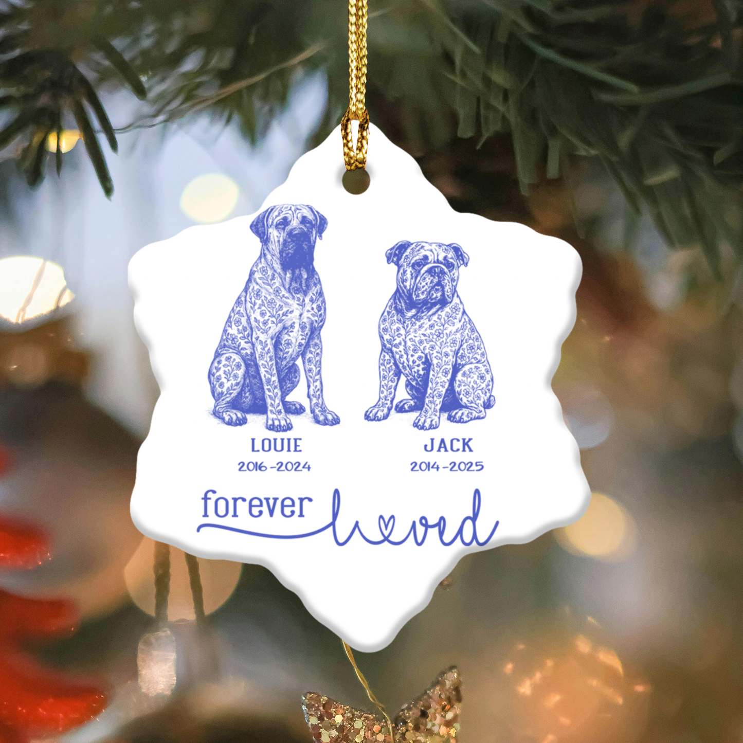 Memorial Pet Ornament, Customizable Remembrance Decoration, Pet Loss Tribute, Holiday Keepsake, Personalized Gift for Animal Lovers