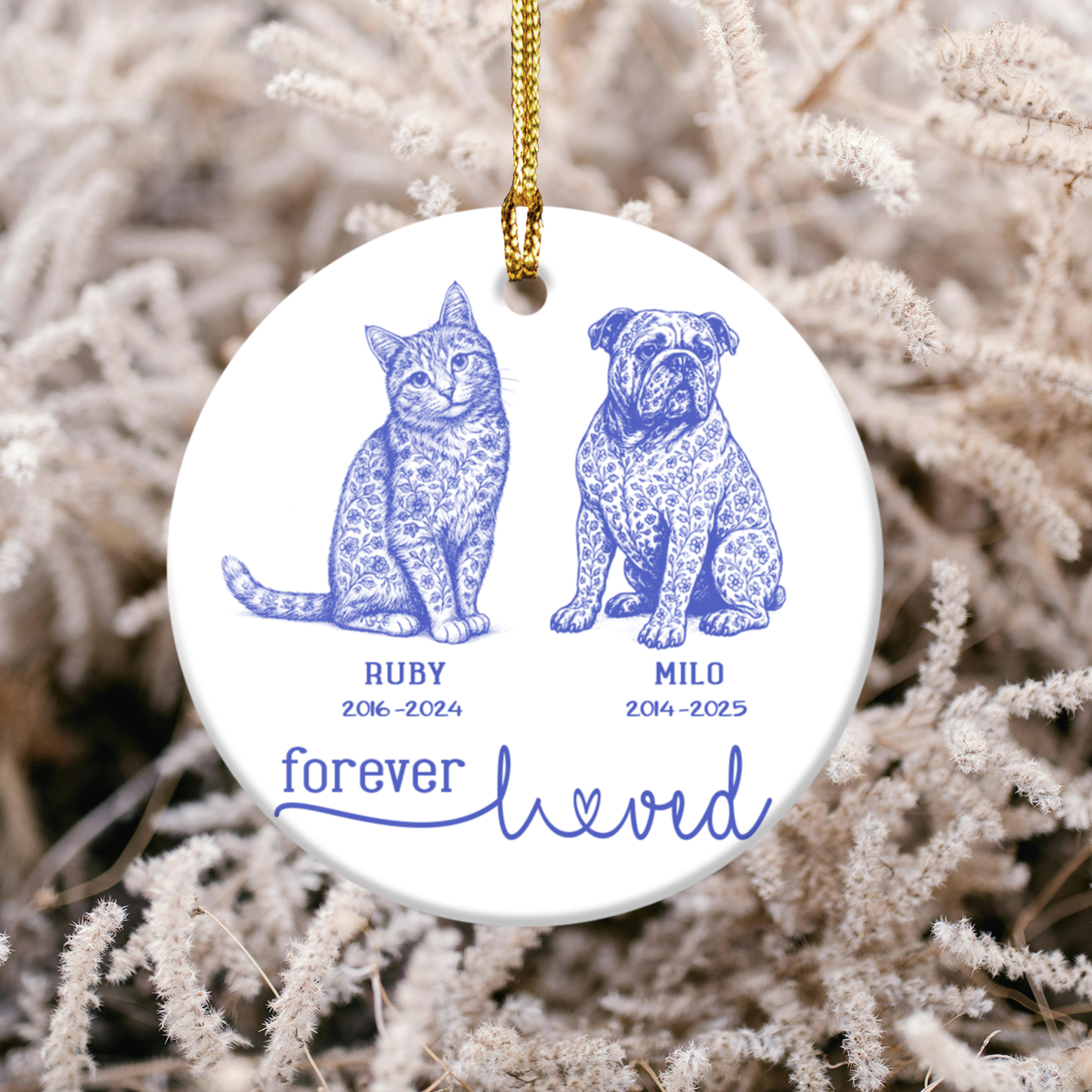 Memorial Pet Ornament, Customizable Remembrance Decoration, Pet Loss Tribute, Holiday Keepsake, Personalized Gift for Animal Lovers