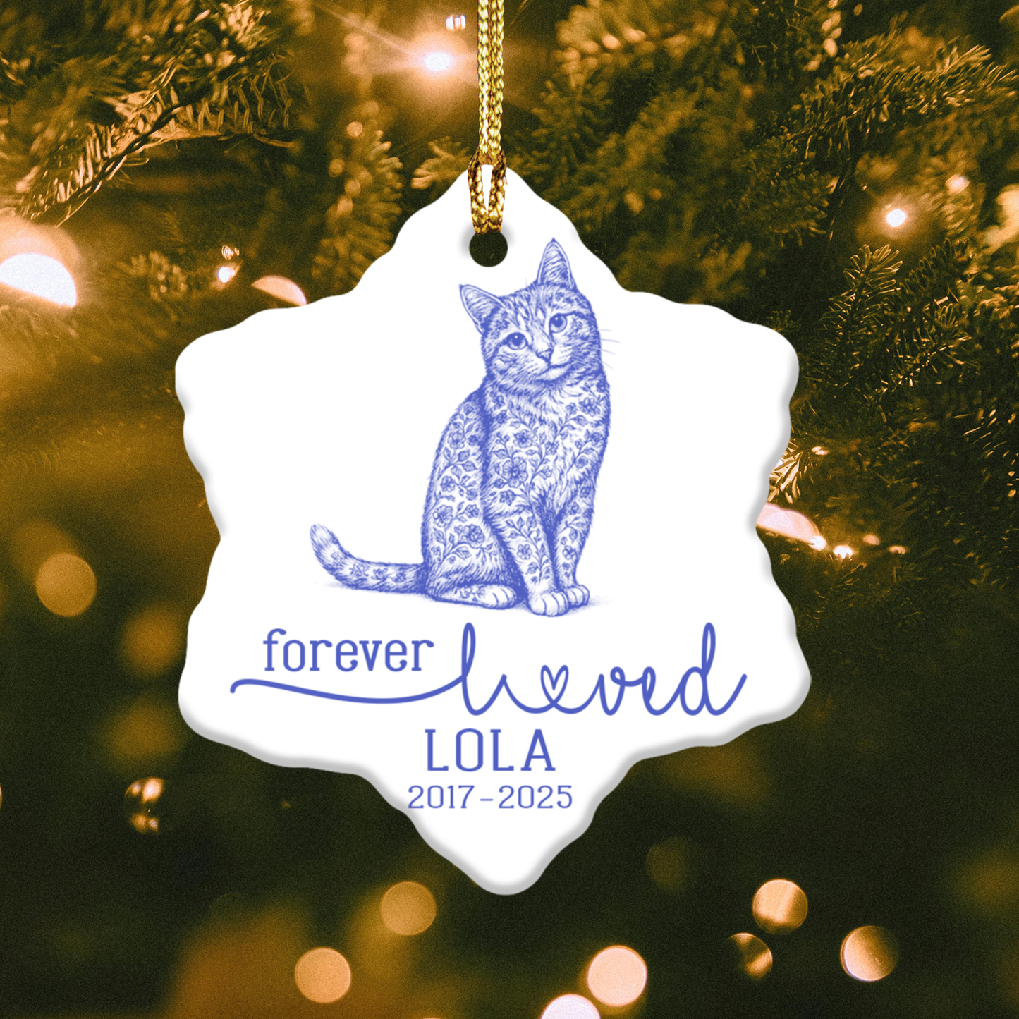 Memorial Pet Ornament, Customizable Remembrance Decoration, Pet Loss Tribute, Holiday Keepsake, Personalized Gift for Animal Lovers