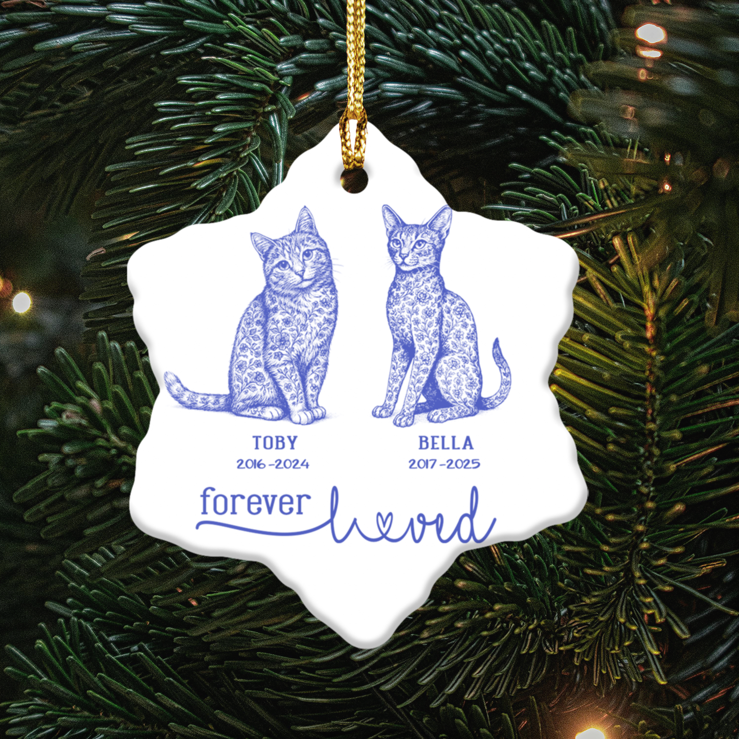 Memorial Pet Ornament, Customizable Remembrance Decoration, Pet Loss Tribute, Holiday Keepsake, Personalized Gift for Animal Lovers