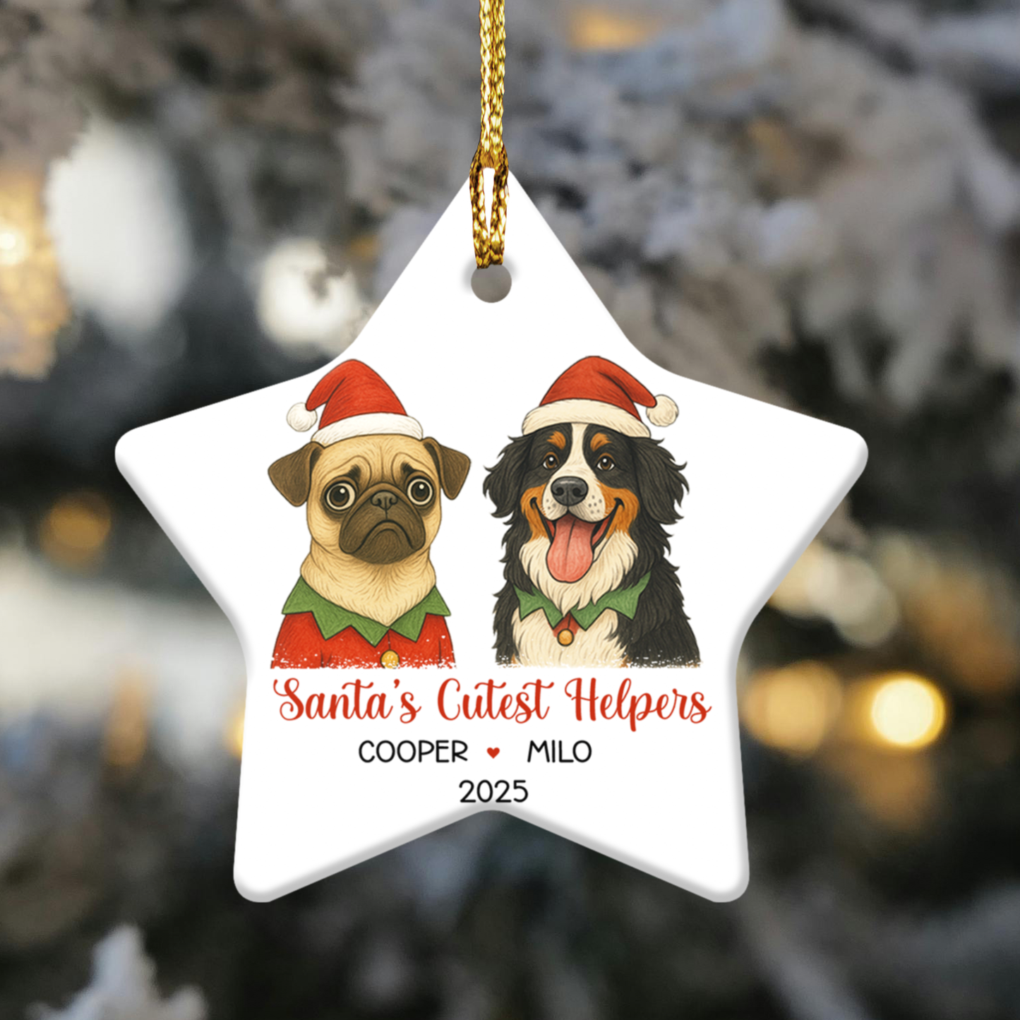 Santa’s Cutest Helpers Personalized Photo & Names Christmas Ornament, Custom Pet Decoration for Holiday Tree, Unique Gift for Pet Lovers