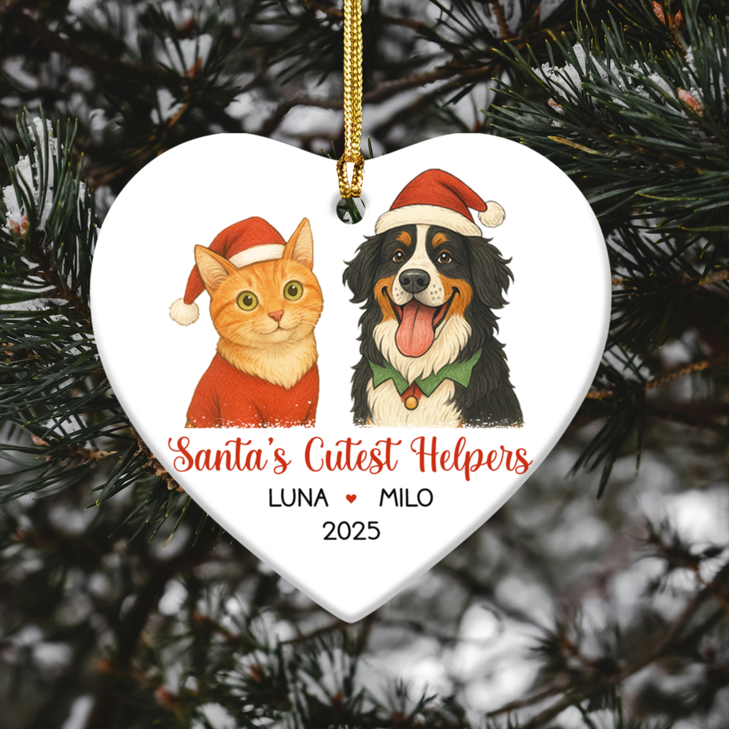 Santa’s Cutest Helpers Personalized Photo & Names Christmas Ornament, Custom Pet Decoration for Holiday Tree, Unique Gift for Pet Lovers