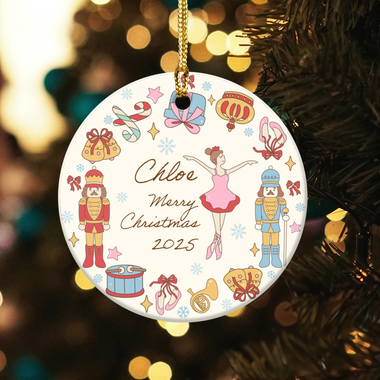 Ballerina Personalized Christmas Ceramic Ornament, Star Shape Holiday Decor, Custom Name Ornaments, Unique Holiday Gift, Nutcracker Ornament