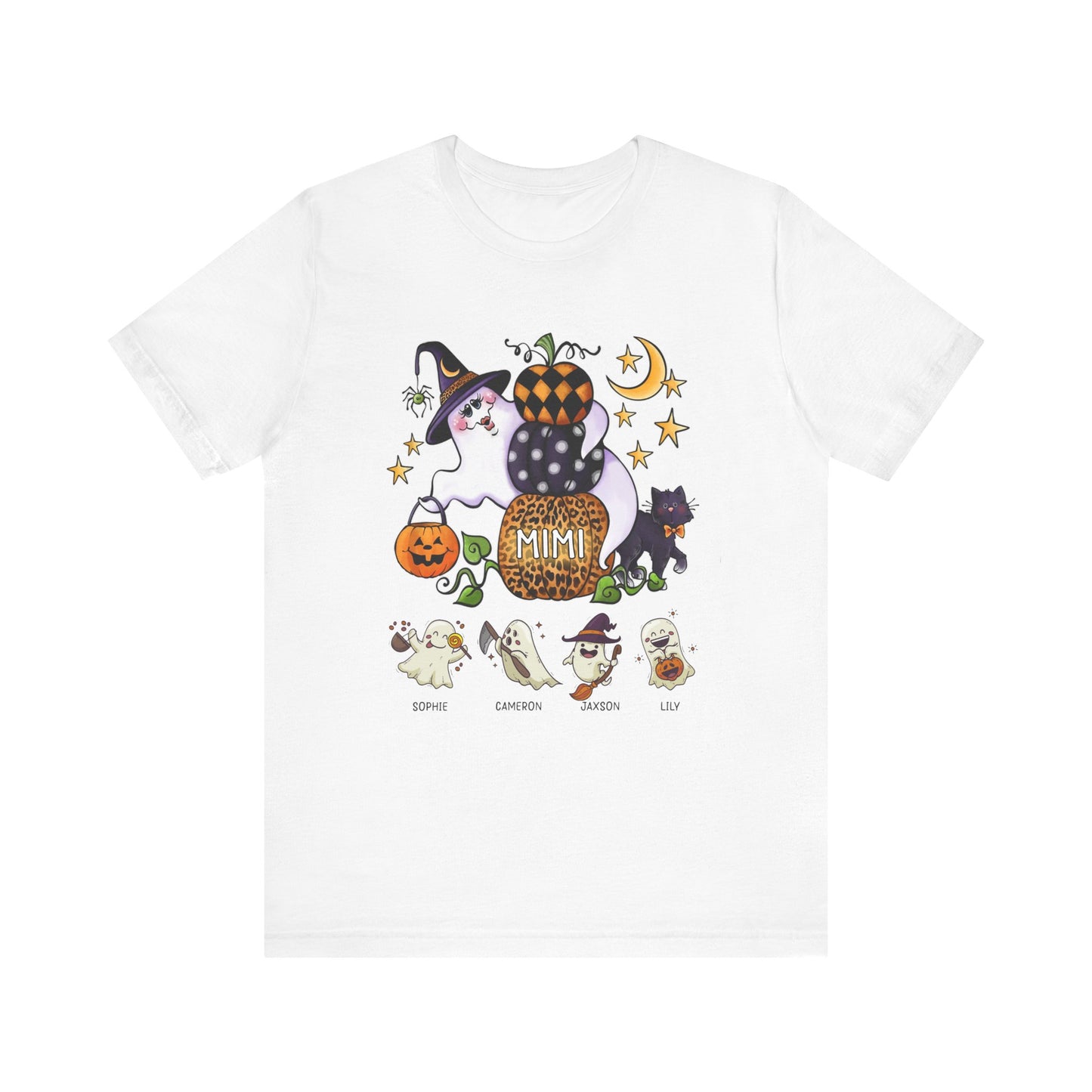 Mimi Boo Halloween Theme Custom Kid's Name Tee, Spooky Ghosts Shirt, Personalised Grandma Shirt