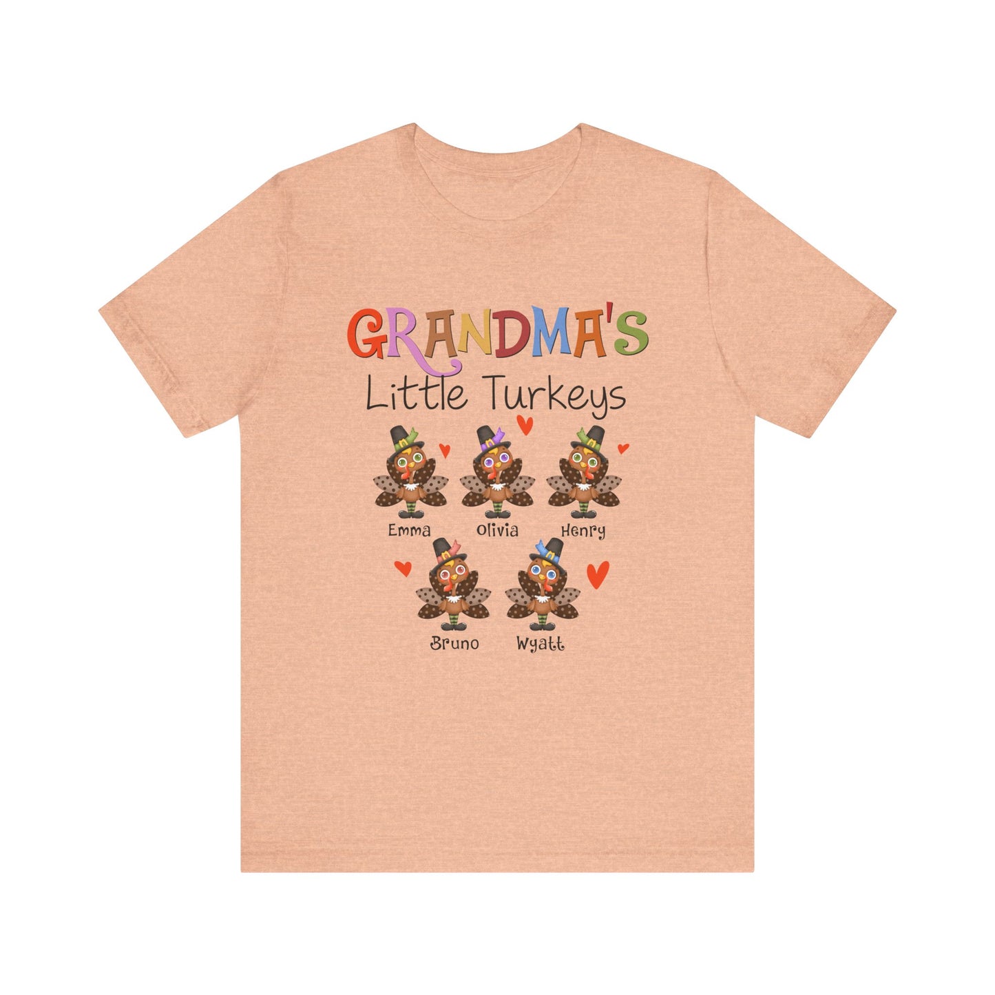 Grandma's Little Turkeys Custom Tee - Family Thanksgiving Shirt, Cute Holiday Apparel, Personalized Gift for Mom & Grandma