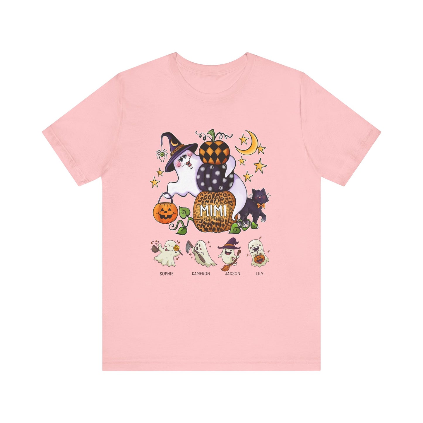 Mimi Boo Halloween Theme Custom Kid's Name Tee, Spooky Ghosts Shirt, Personalised Grandma Shirt