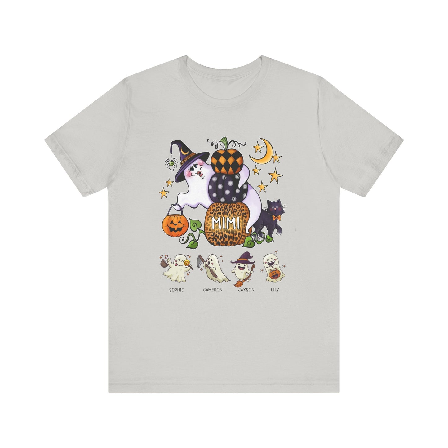 Mimi Boo Halloween Theme Custom Kid's Name Tee, Spooky Ghosts Shirt, Personalised Grandma Shirt