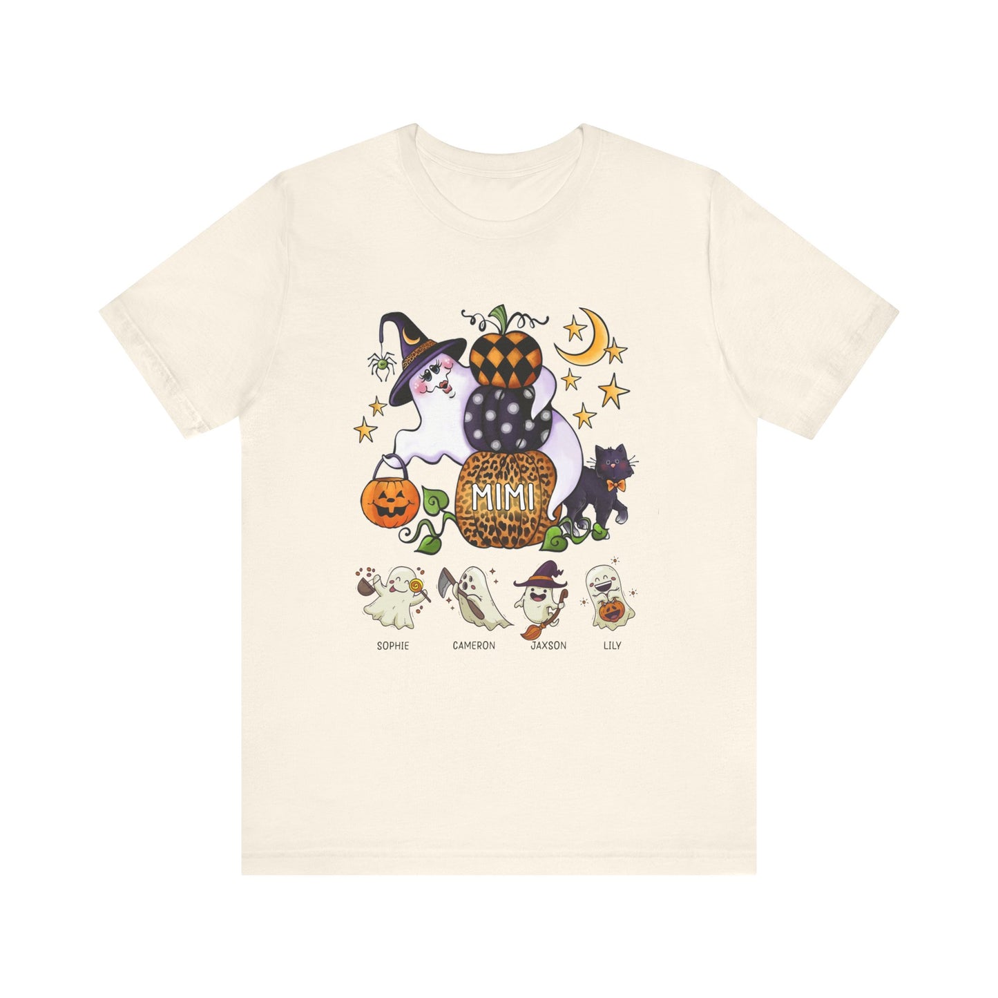 Mimi Boo Halloween Theme Custom Kid's Name Tee, Spooky Ghosts Shirt, Personalised Grandma Shirt
