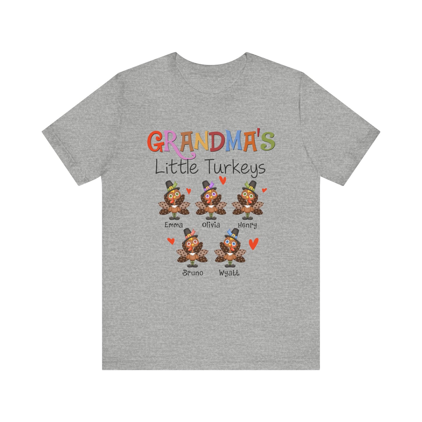 Grandma's Little Turkeys Custom Tee - Family Thanksgiving Shirt, Cute Holiday Apparel, Personalized Gift for Mom & Grandma