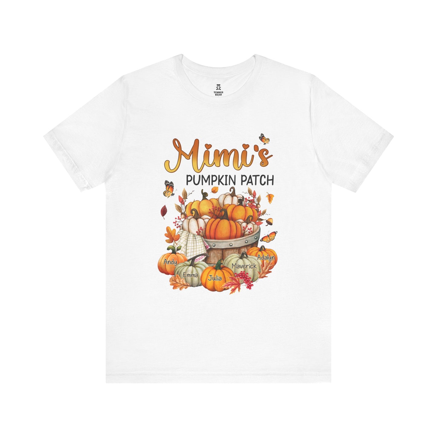 Grandma's Pumpkin Patch Tee, Customized Kid's Names Shirt, Fall T-Shirt, Autumn Apparel, Halloween Gift, Family Gathering Shirt, Harvest Celebration Wear