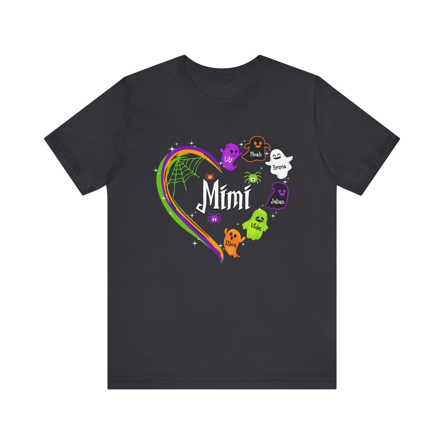 Halloween Custom T-shirt for Mom, Aunt, Grandma, Cute Ghost Personalised Kid's Name T-Shirt, Spooky Vibes, Perfect for Halloween Celebrations, Gift for Aunts, Casual Wear