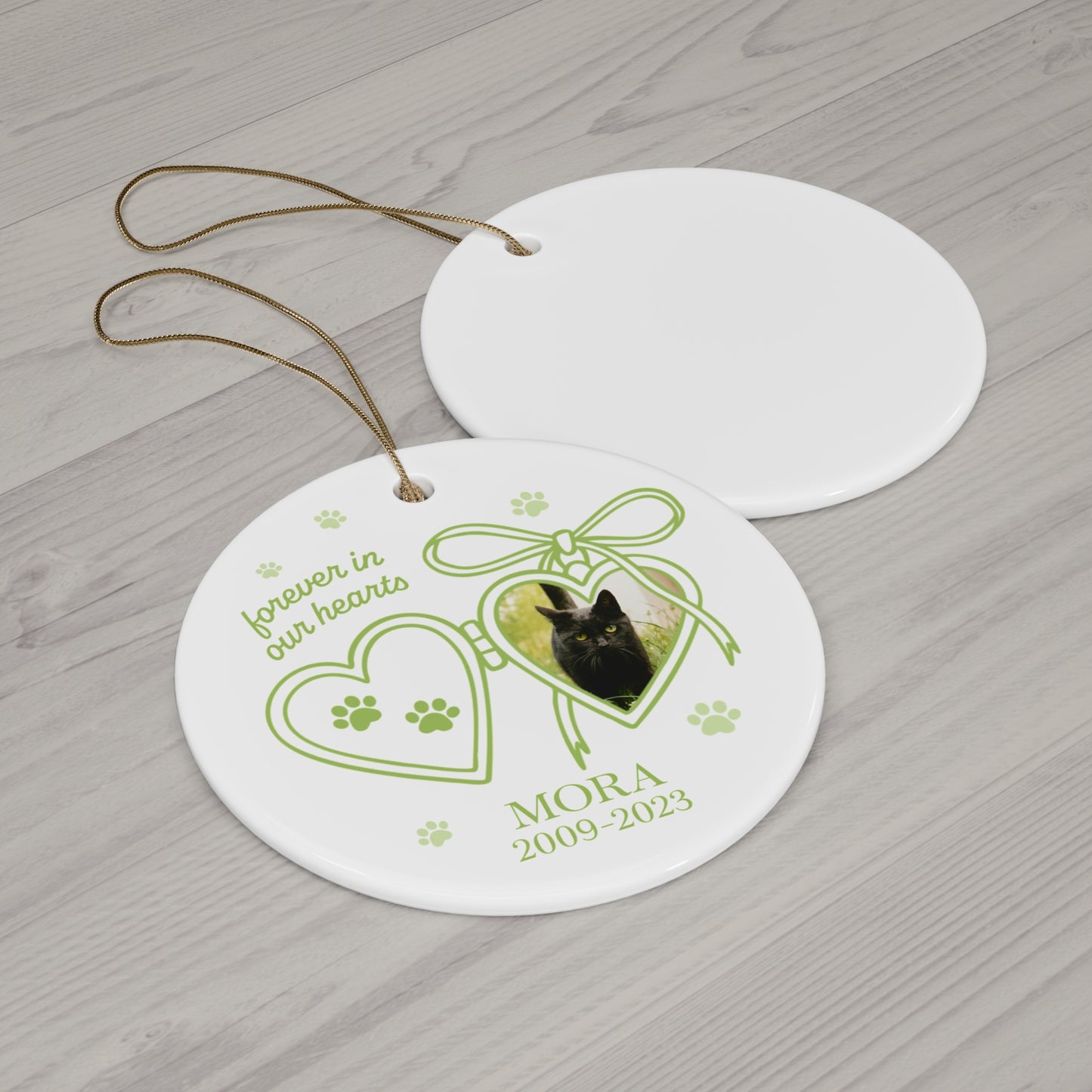 Personalized Pet Memorial Ornament | Forever in Our Hearts Keepsake | Holiday Gift | Custom Cat/Dog Ornament | Remembrance Decoration