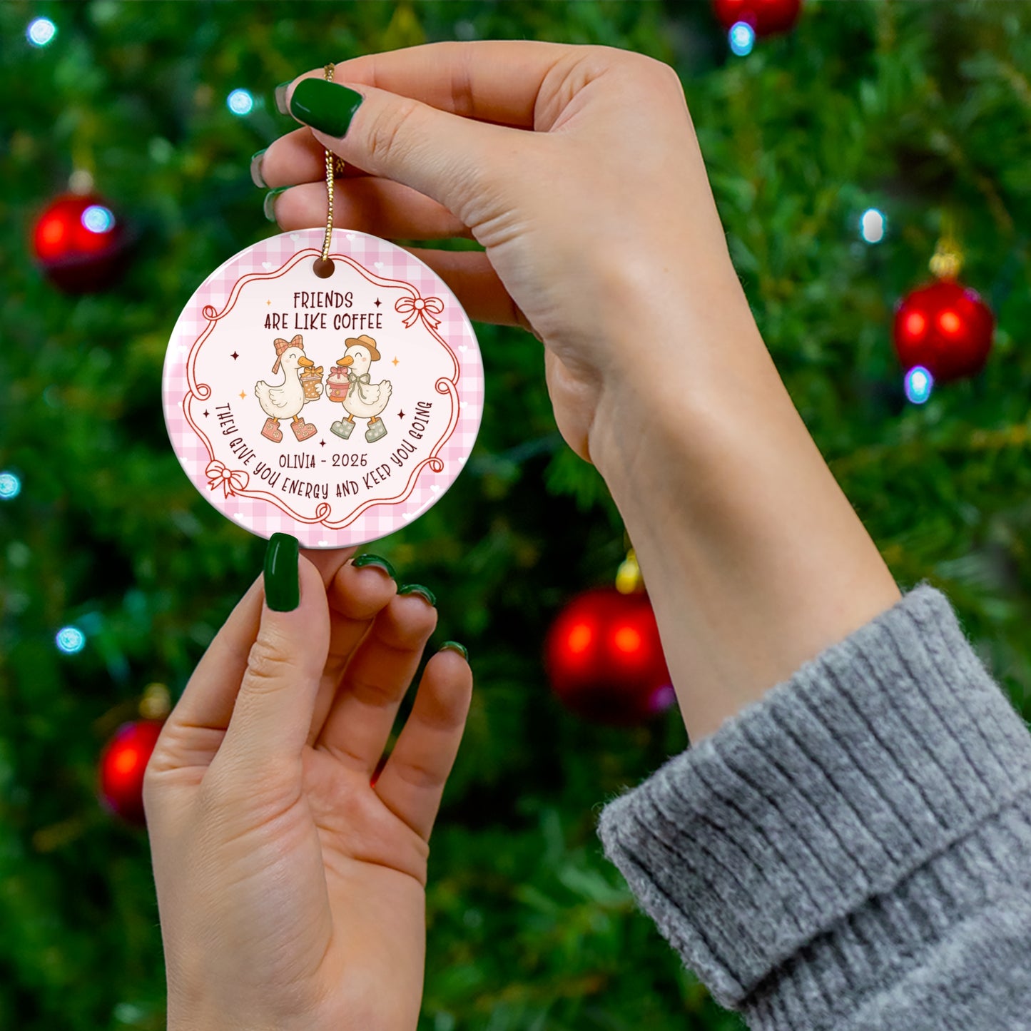 Personalized Friendship Ceramic Ornament, Goose Best Friend, Special Keepsake for Best Friends, Gift for Bestie
