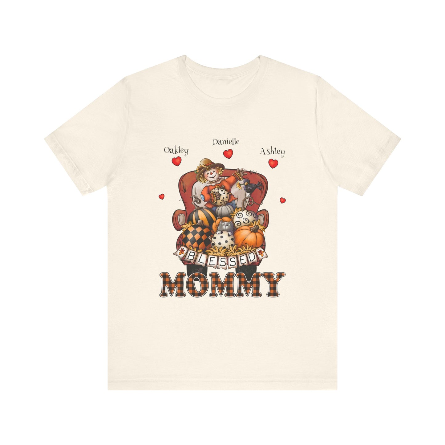 Blessed Mommy & Grandma Customized Kid's Names T-Shirt, Cozy Family Tee, Perfect Gift for Moms, Fall Apparel, Cute Family Outfit, Seasonal Fashion